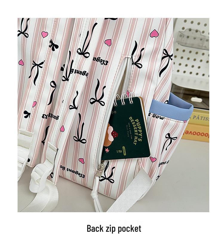 Cute Striped Puppy Bowknot Backpack for Students