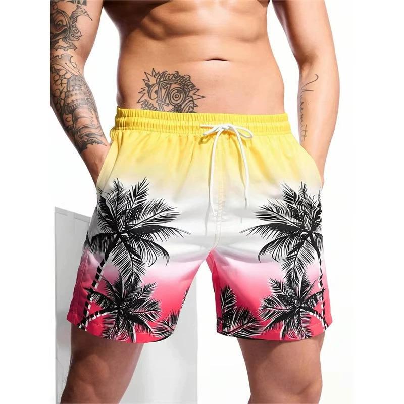 Summer Men's 3D Coconut Tree Series Printed Beach Pants Fashion Versatile Breathable Trend Casual