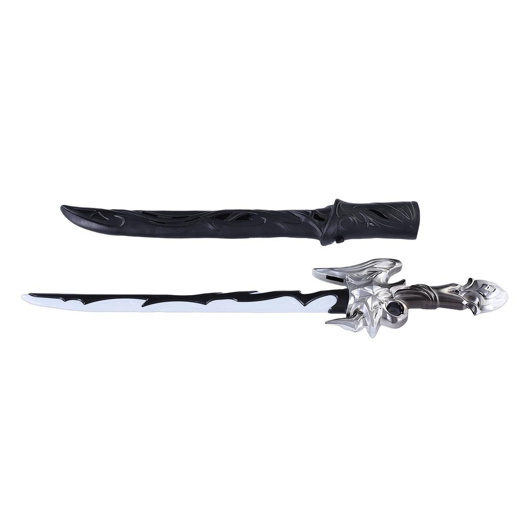 Light Up Sword Toy RGB LED Lighted Saber with Sound Sensor Sheath for Cosplay Party Display Birthday Gifts Silver