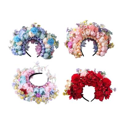 Brautkränze Florales Krönchen Hochzeitsblumen-Haarband Strandkranz Haarschmuck Mädchen Haar-Accessoire Damen Kopfreifen Requisiten