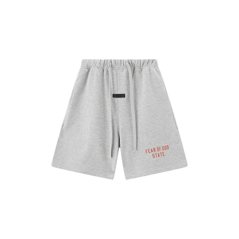 E855 Fear Of God Essentials Letter Sweat Shorts Unisex Oversized Cotton Drawstring Elastic Waist Streetwear Casual Sports Shorts