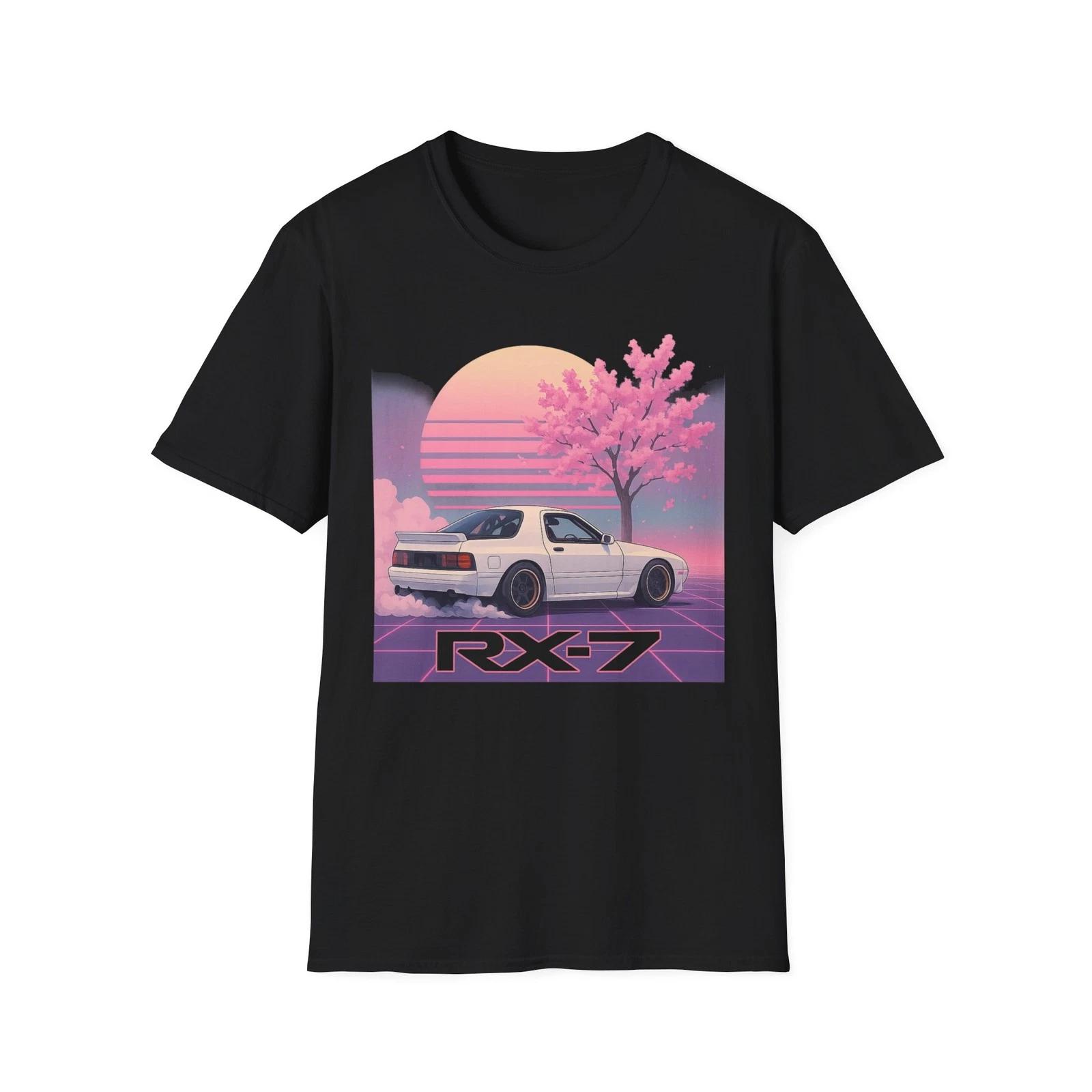 RX-7 Drift 100% Cotton T-shirt Mens Tees Top – Vaporwave Sakura Aesthetic JDM Streetwear Tee 4XL