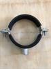 Galvanized Black Rubber-Coated Pipe Clamp for Water Supply, 2-Pipe Fastener, Internal Thread.