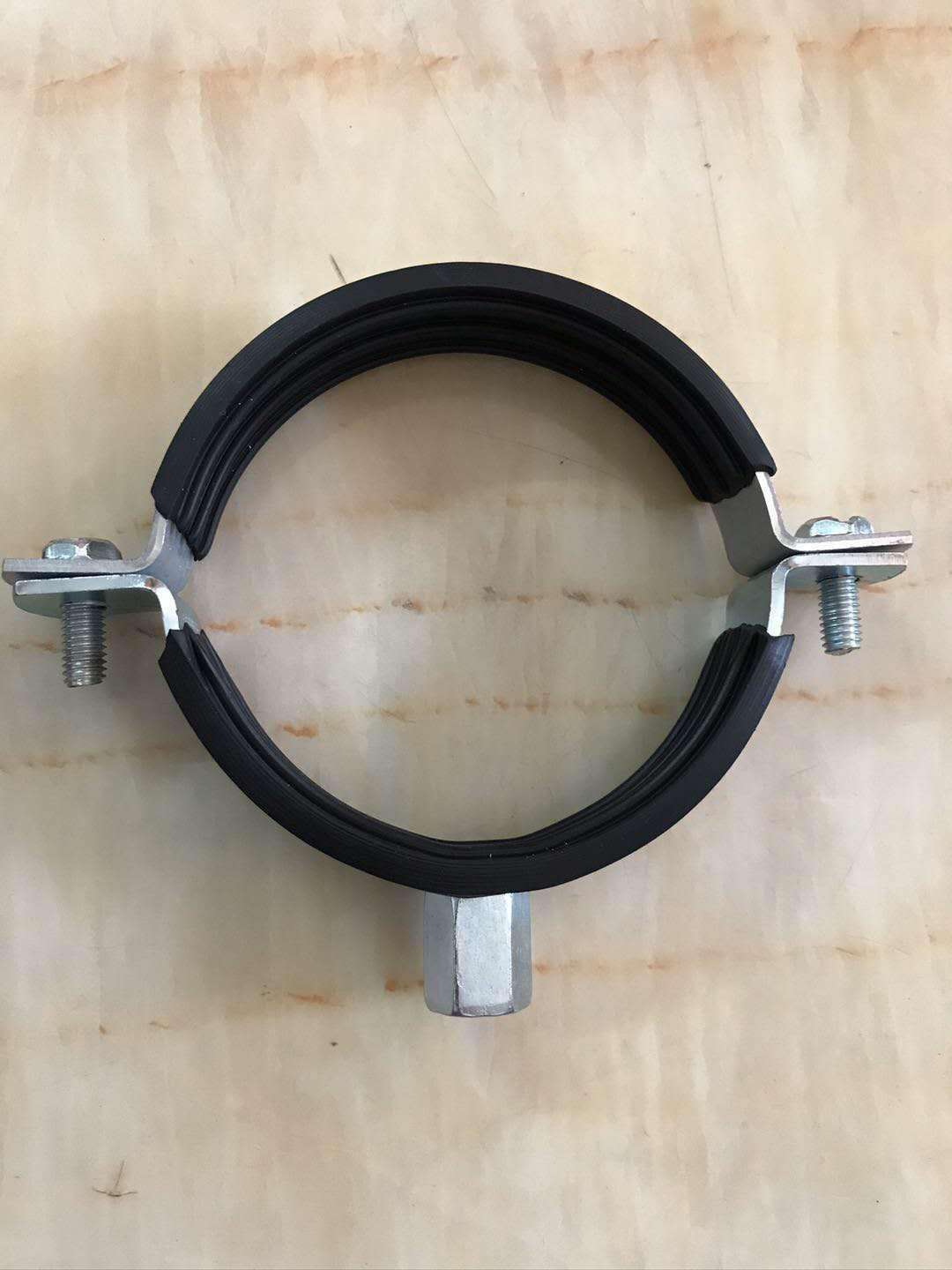 Galvanized Black Rubber-Coated Pipe Clamp for Water Supply, 2-Pipe Fastener, Internal Thread. M10X100 Sharp Nail