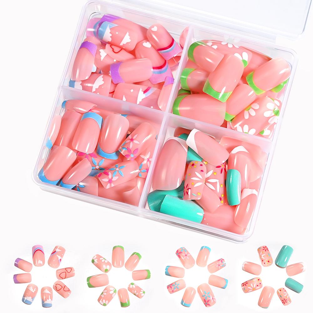 96 szt. 24*4 Krwiste Halloween Długie Migdały Sztuczne Paznokcie 3D Czarna Czerwona Pajęczyna Czaszka Przyklejane Paznokcie Pełne Pokrycie Manicure Dekoracje