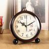 Retro Small Alarm Clock Desktop Countertop Clock Ornament Seat Clock Mute Old Man Clock Home Bedroom Clock Table Pendulum Clock