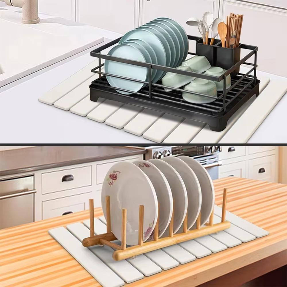 Foldable Stone Dish Drying Mat Absorbent Placemat Multifunctional Dish Drainer Mat  Sink