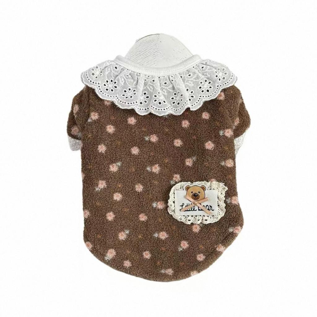 Dog Clothes Teddy Classic Floral Sweatshirt for Small Dogs Pomeranian Winter Pullover Yorkshire Terrier Soft Bottoming Shirt