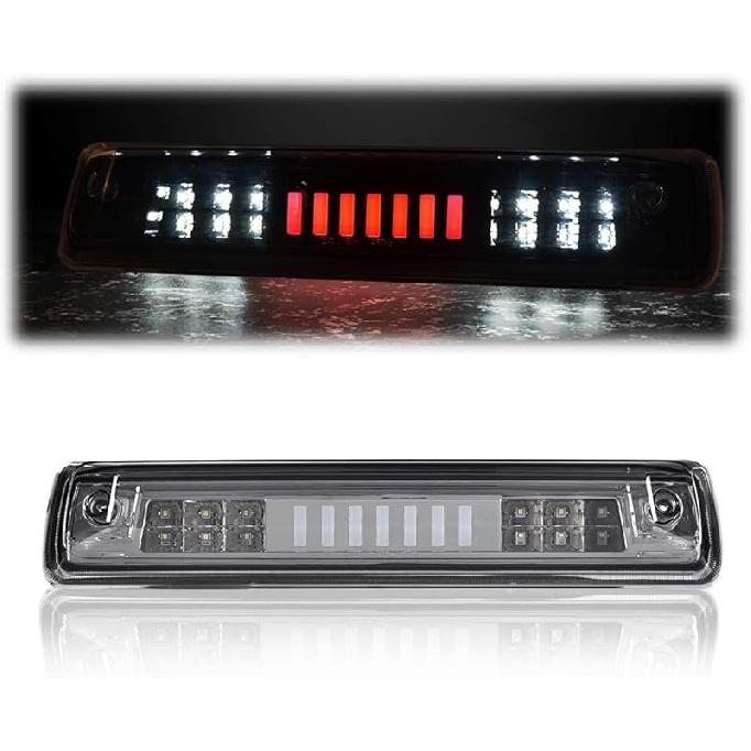 G-PLUS LED Third Brake Light Compatible With 1999-2006 Chevy Silverado/GMC Sierra 1500 2500 3500,3RD Cargo LED Tail Stop Lamps Clear Lens Chrome