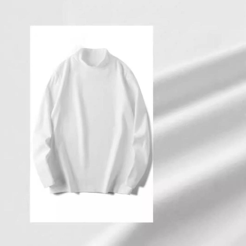 Unisex Thermal Half-Turtleneck Long Sleeve Tee for Autumn/Winter