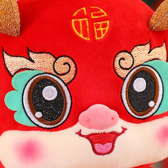 Chinese Style Cartoon Zodiac Dragon Plush Doll Year of 2024 Mascot Lucky Red Dragon Plushies Soft Stuffed Animal Doll Festival Home Party Decoration