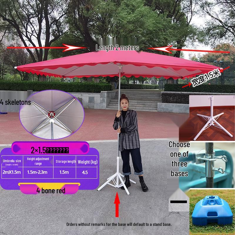 Large Outdoor Rectangular Sunshade Umbrella - Commercial Folding Awning for Courtyard