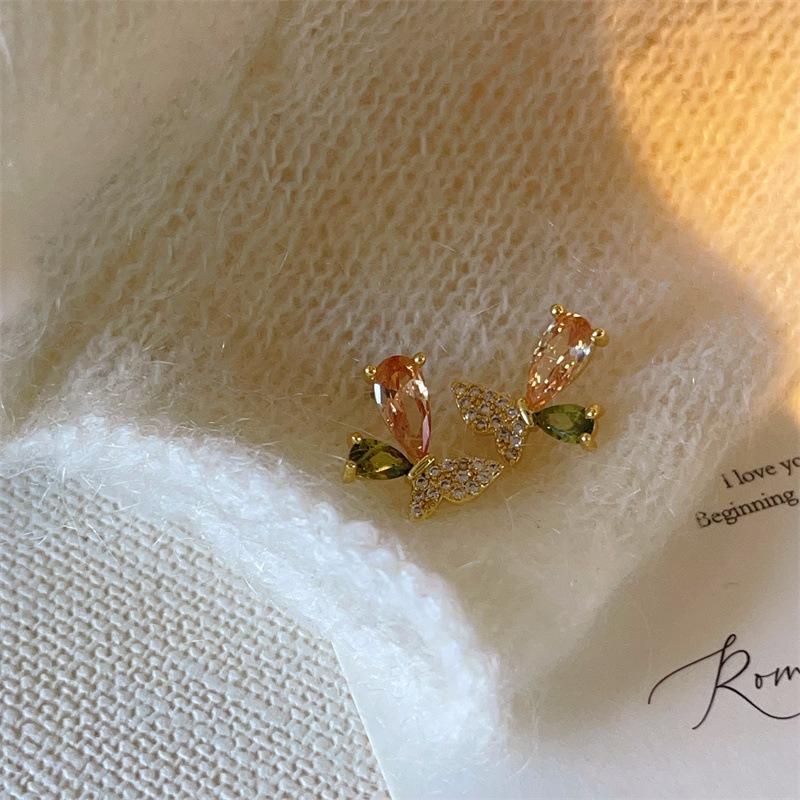 Zircon Butterfly Earrings Women Fashion Cute Delicate All-Match Ear Jewelry