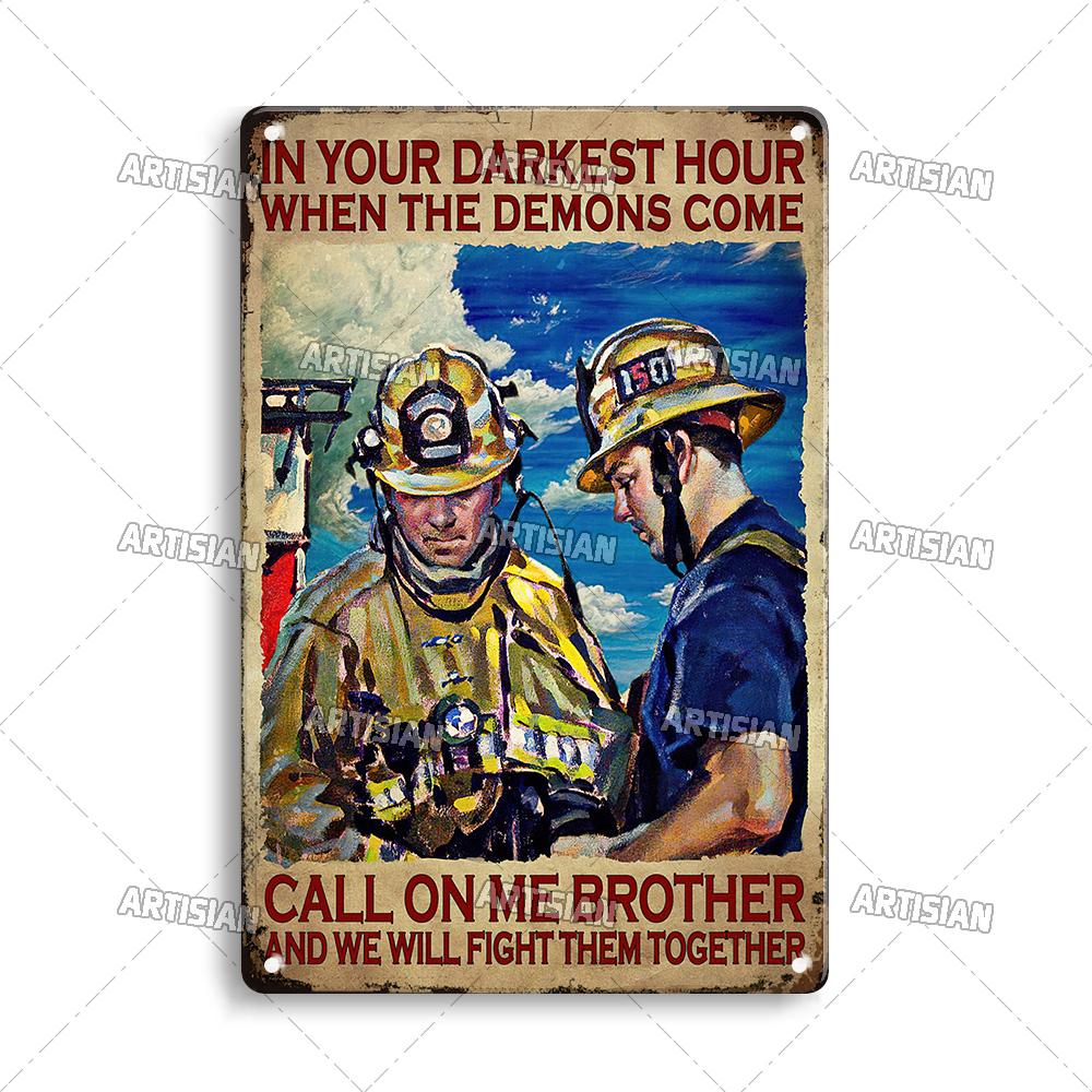 Artisian Firefighter Metal Sign Fireman Vintage Tin Plaque Retro Decorative Poster Wall Decor Garage Bar Pub Club Hotel Cafe