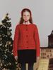 CLUNY Pompom Cable Knit Cardigan - Red