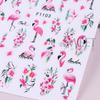 3pcs Pink Flamingo Nail Stickers Flamingo Flowers Leaves Self-Adhesive Nail Decals Slider DIY Manicure Decor Accessories