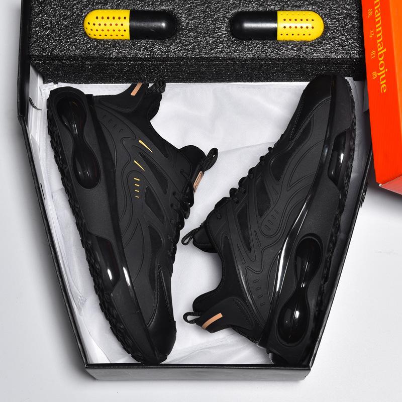 Black Air Cushion Sneakers Men's Breathable New Sports Dad Shoes Men's Running Shoes