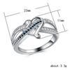 Hollow Heart Shape Black White Cubic Zirconia Lines Cross Ring Fashion Gift for Girlfriend Women's Jewelry High Quality