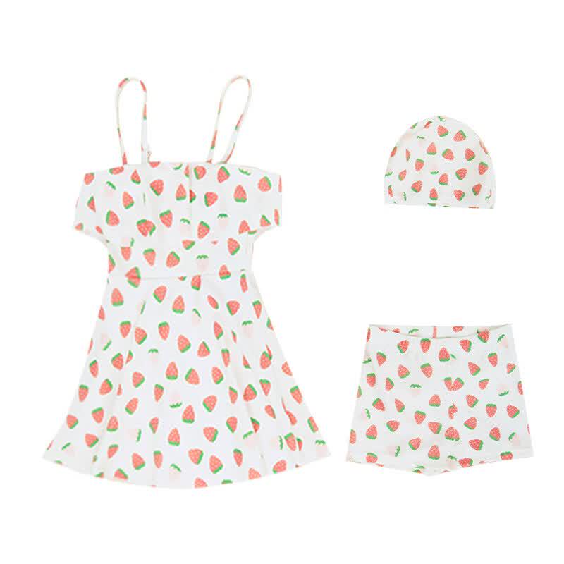 Kids Strawberry Split Dress Swimsuit