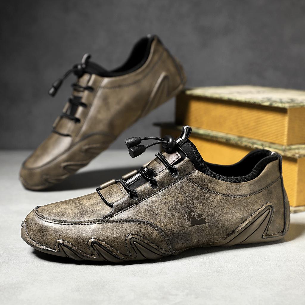 Octopus Large Size Men's Shoes Genuine Leather Men's Trendy Shoes Men's Lazy Shoes Low Top Casual Shoes