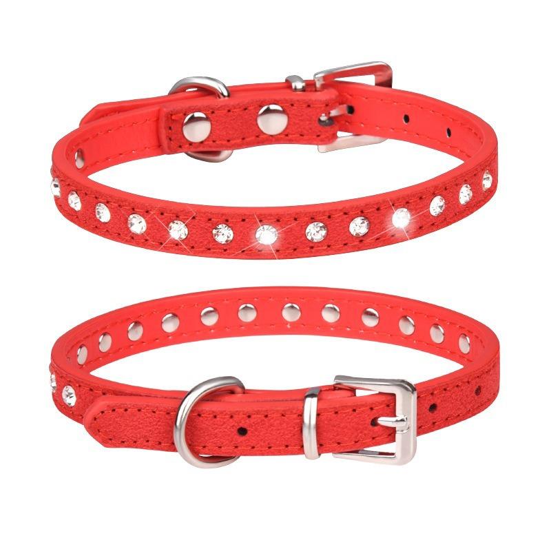 Rhinestone Pet Collar Shiny Row Diamond Dog Collar Microfiber Soft Comfortable Cat Ring
