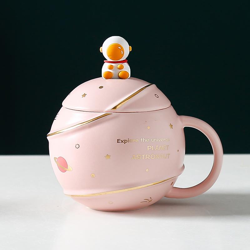 Gift Cup with Lid Large Capacity Water Cup Student High Value Mug Girl Cute Ceramic Cup Cartoon Gift