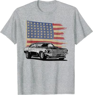 T-shirt con Bandiera Auto Sportiva Muscle Americana Muscle Car