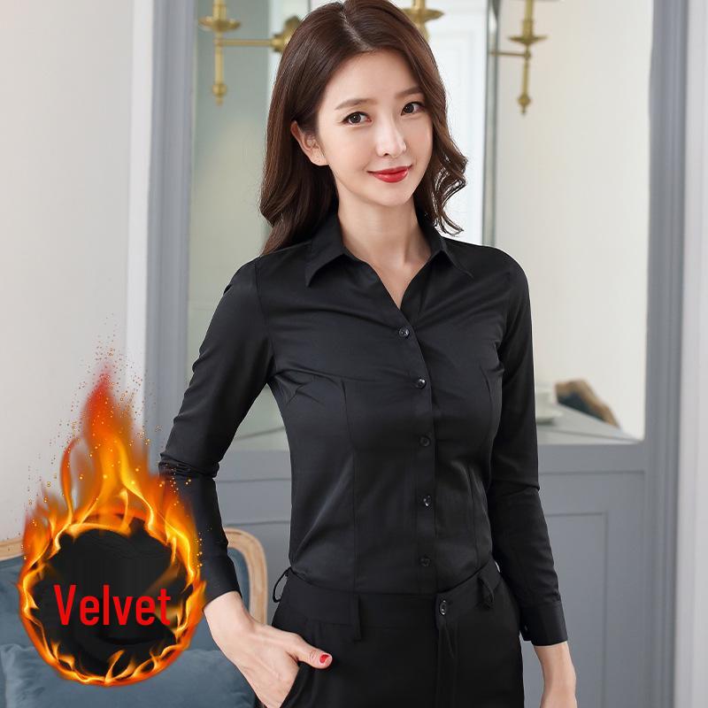 Women's Winter Slimming Velvet Workwear Shirt - Warm & Thickened