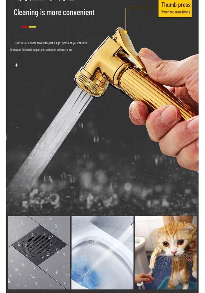 Gold All-Copper Constant Temperature European Shower Set with Booster Head