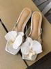 Fashion Women's French Summer Beach Cool Slippers Womens Elegant Flower Design Comfort  Slippers New Square Head Sandals Sandalias Mujer