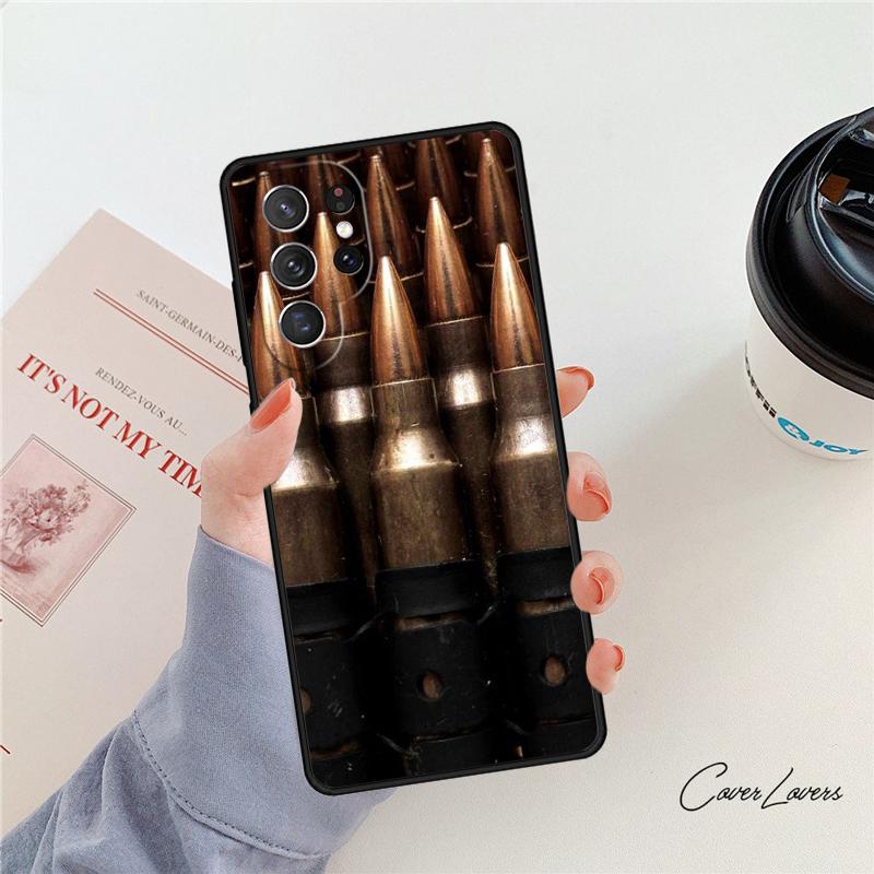 Coque de téléphone Collage de Balles d'Armes Militaires Pour Samsung Galaxy S24 S25 S23 S22 Ultra Note 10 20 Plus S20 S21 FE Housse