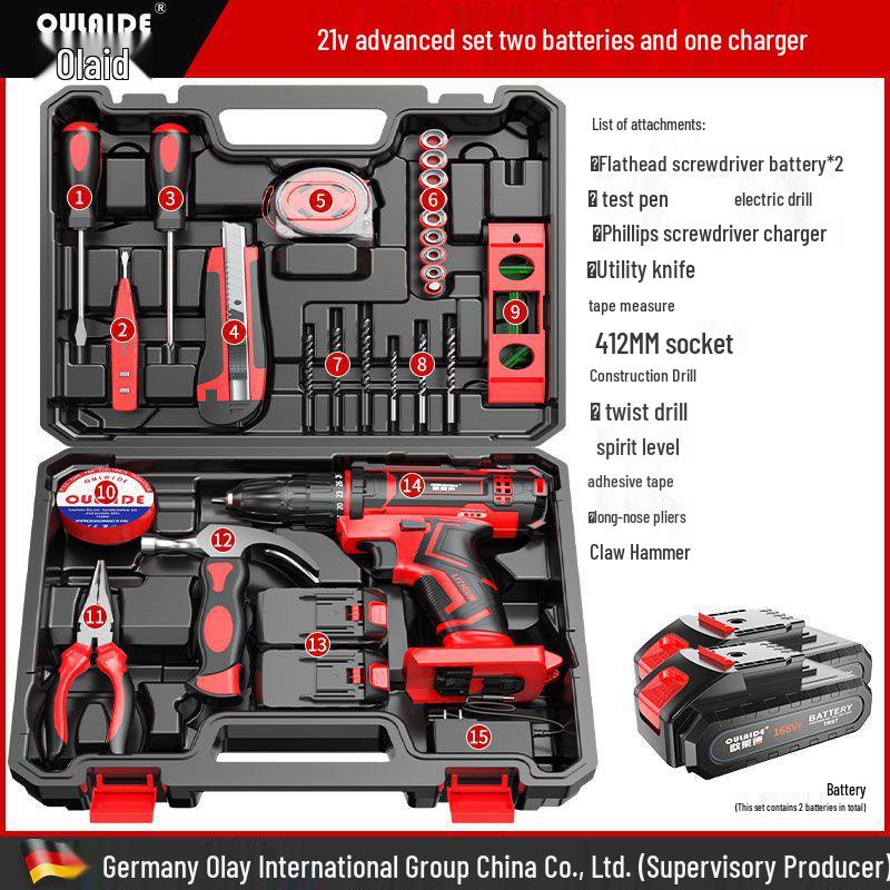 Oulide Rechargeable Lithium Drill & Electric Screwdriver Set