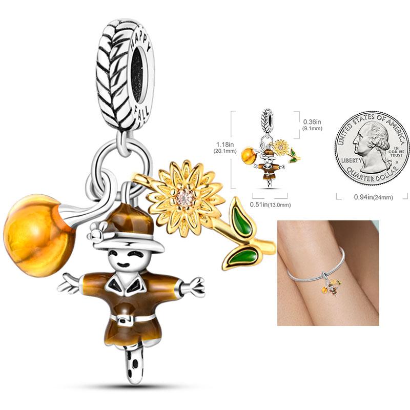 Copper Charms Penguin Unicorn Carousel Pendants Fit Original Pan Bracelet Beads Diy For Jewelry Making