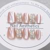 24pcs Pink Cat Eye Fake Nails Glitter Fashion False Nail Patch For Lady Women Wearable Manicure DIY Art Almond Press On Nails