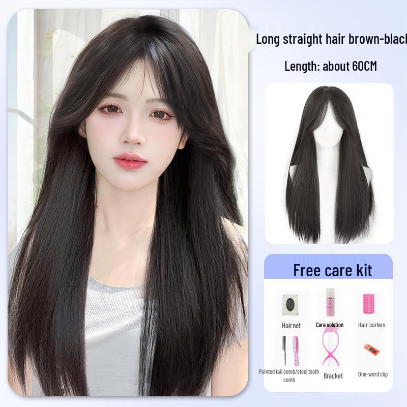 Women's Long Wavy Wig - Natural Fall/Winter Look, Middle Part, Full Coverage