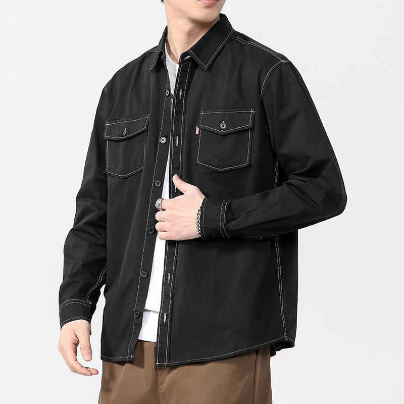 New Spring Solid Color Shirt for Men Re-stylish Casual Cotton Shirt