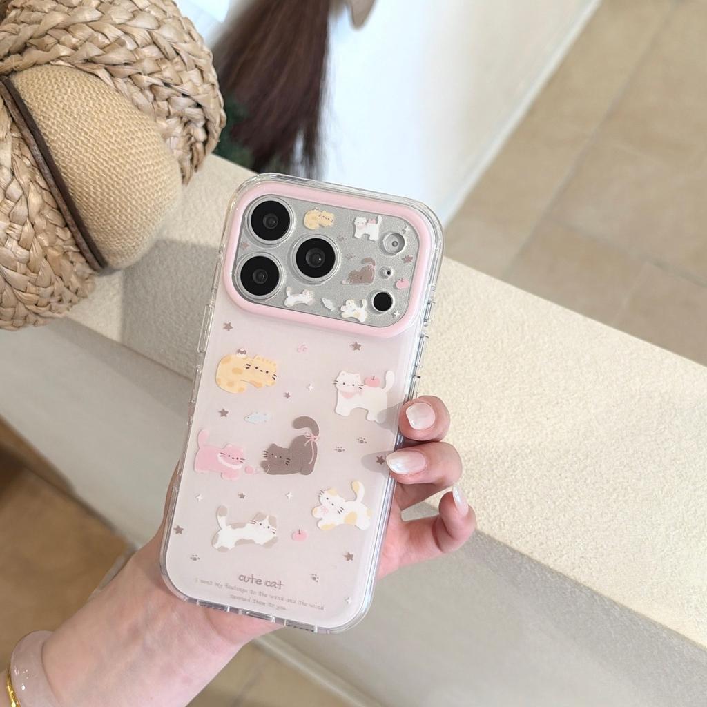 Korean foundation multiple kittens iPhone16promax Apple 15pro mobile phone case 17pro protective case cute