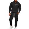 Men's Half-Zip Stand Collar Sweatshirt Set with Cargo Multi-Pocket Jogger Pants