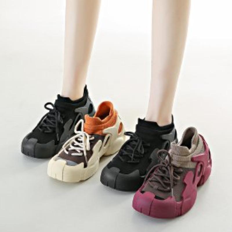 Women's Casual Sports Shoes Mixed Colors Platform Shoes Summer Breathable Knitted Sock Flats Woman Sneakers Zapatos De Mujer