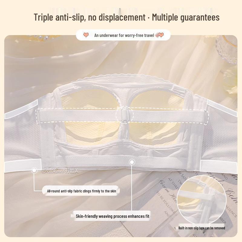 Women's Anti-Slip Strapless Full Cup Bra: Minimizing, Anti-Sag, Beautiful Back Bandeau for Large Bust Plus Sizes