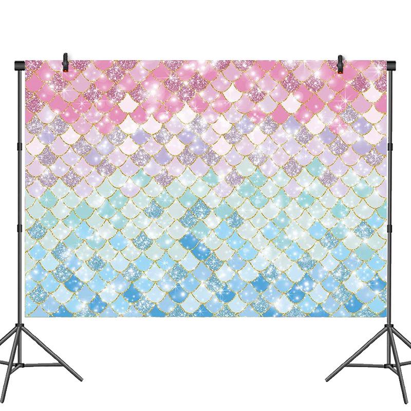 Mermaid-Themed Birthday Party Tableware Set: Disposable Tablecloth, Cups, Napkins, Plates.