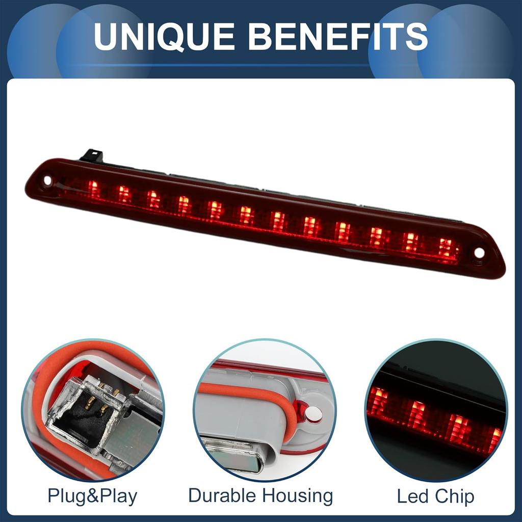 LED Third Brake Light Compatible for MercedesBenz Sprinter 2500 3500 2014-2023, Waterproof Plastic Red Housing 3rd High Mounted Stop Lamp Rear Center