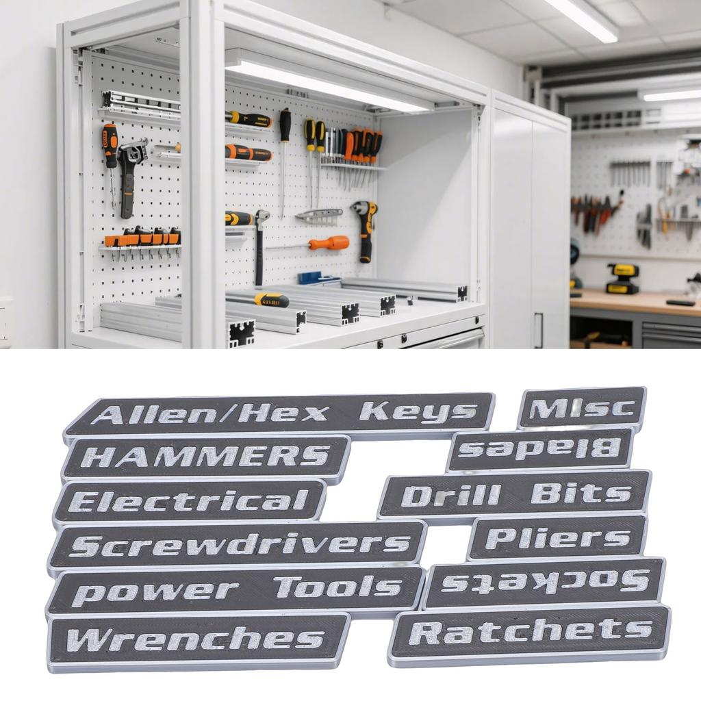 12pcs Magnetic Toolbox Labels Reusable 3D Printed Toolbox Drawer for Steel Tool Boxes Cart Drawers Cabinets