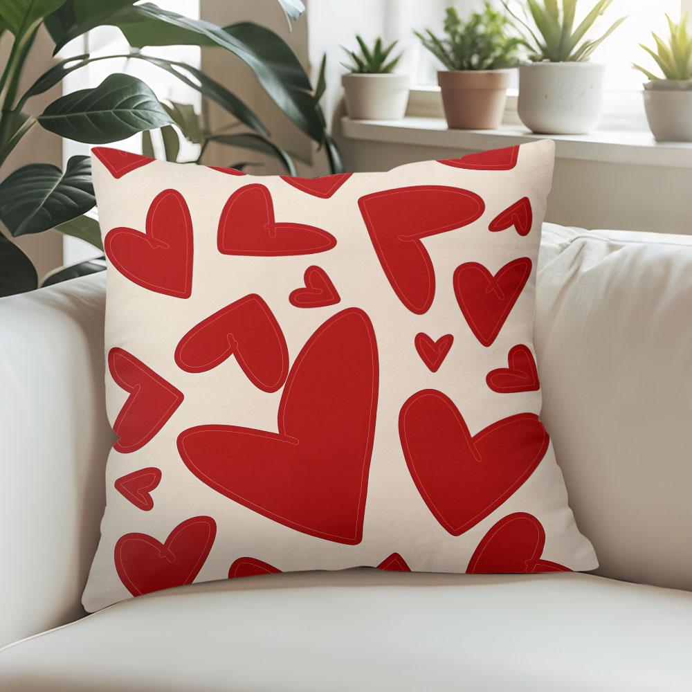 Romantic Cream Red Heart square Jacquard Pillow Cover for Sofa Office Waist Cushion Cover Home Decorative Pillowcase
