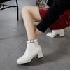 Winter Women's Plush Warm and Fashionable Back Zipper High-heeled Fashion Boots High Top Boots Leather Shoes Midsole Boots Women's Shoes