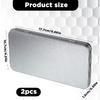 2 Pack Portable Storage Box Containers, Rectangular Metal Tin Boxes, Silver Rectangular T, Metal Tin Box with Hinged for Pen Eraser Craft Photos