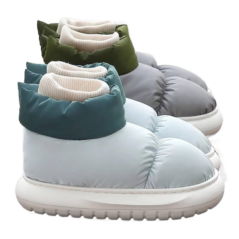 Cotton slippers winter new down outer wear warm and down couple thick-soled bag and cotton shoes
