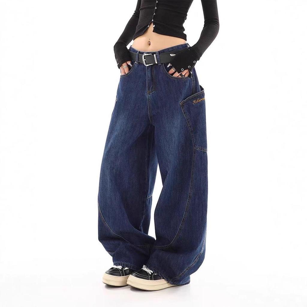 Plus Size Women's Retro Straight-Leg Jeans: Casual Wide-Leg Workwear for Spring and Autumn