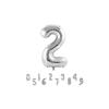Silver Birthday Number Balloon, 2-Year-Old Birthday Number Balloon, 32-inch (approx. 80cm), Aluminum Balloon, Perfect for Weddings, Anniversaries, and
