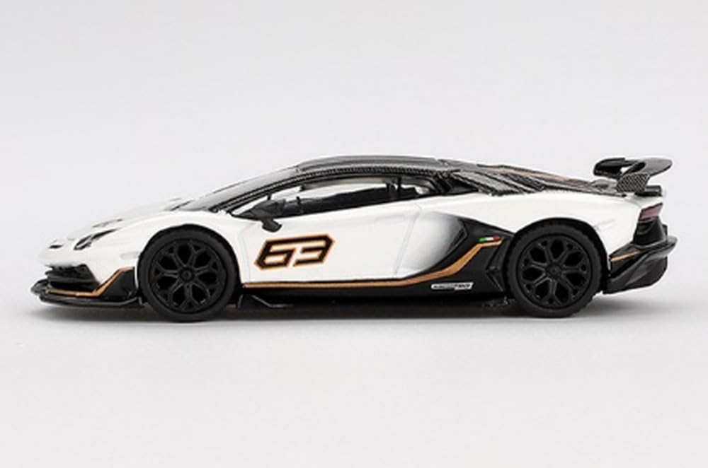MINI GT 1/64 Scale Lamborghini Aventador SVJ 63 Bianco Asopo (White) (Left-Hand Drive) Finished Model MGT00842-L